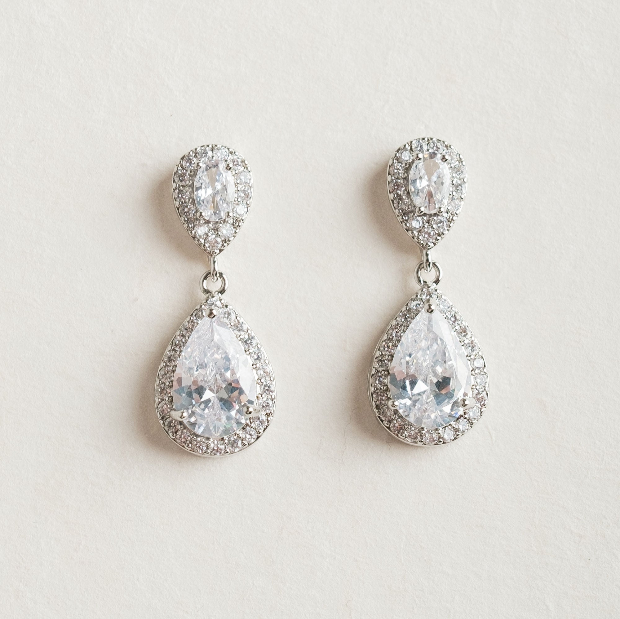 Alma CZ teardrop earrings silver