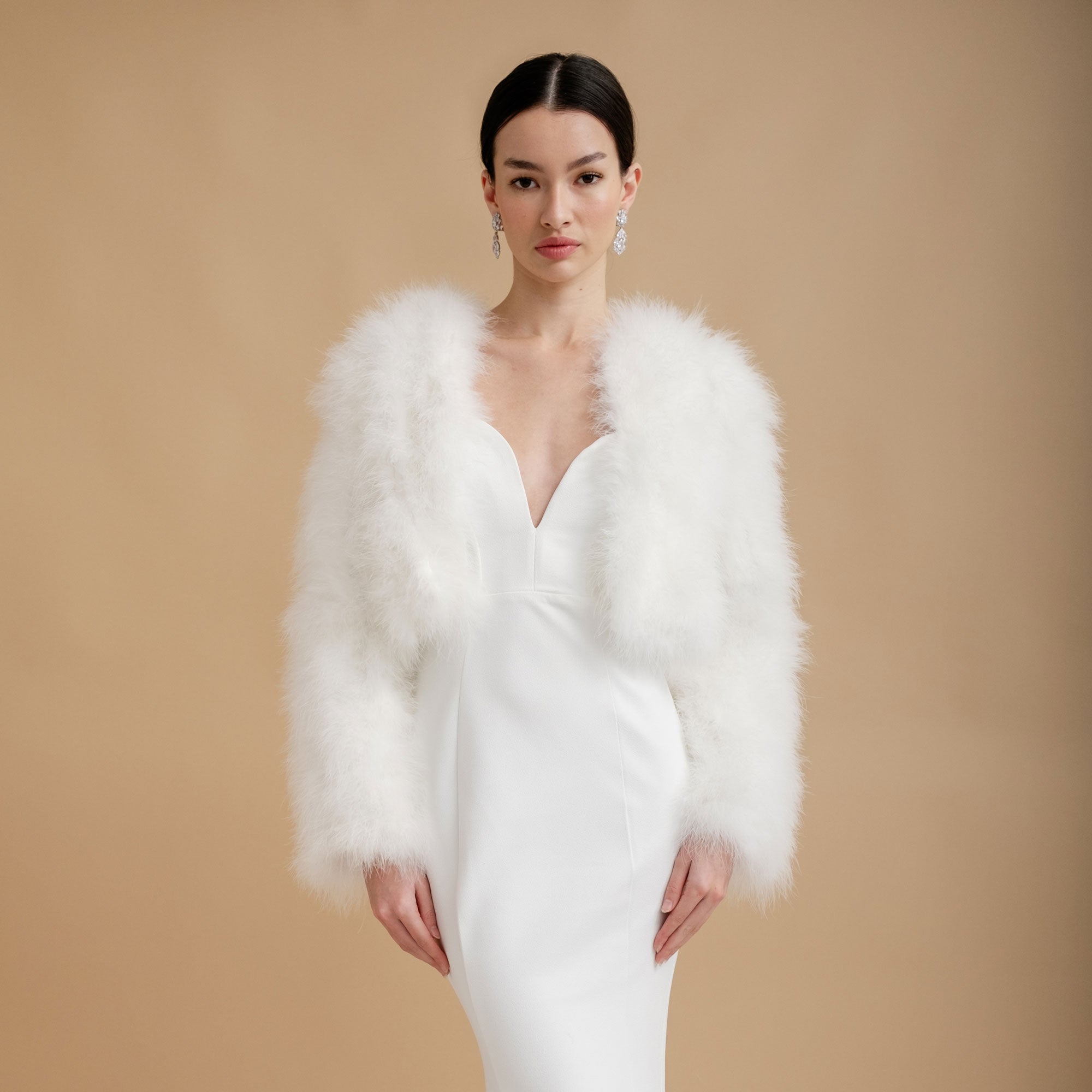 Winter White Cover Up Jacket Winter Wedding Coat White Cropped