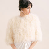 Cream cropped feather bridal jacket - Liberty in Love