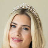 Embrace crystal and pearl cluster tiara (gold) - Liberty in Love
