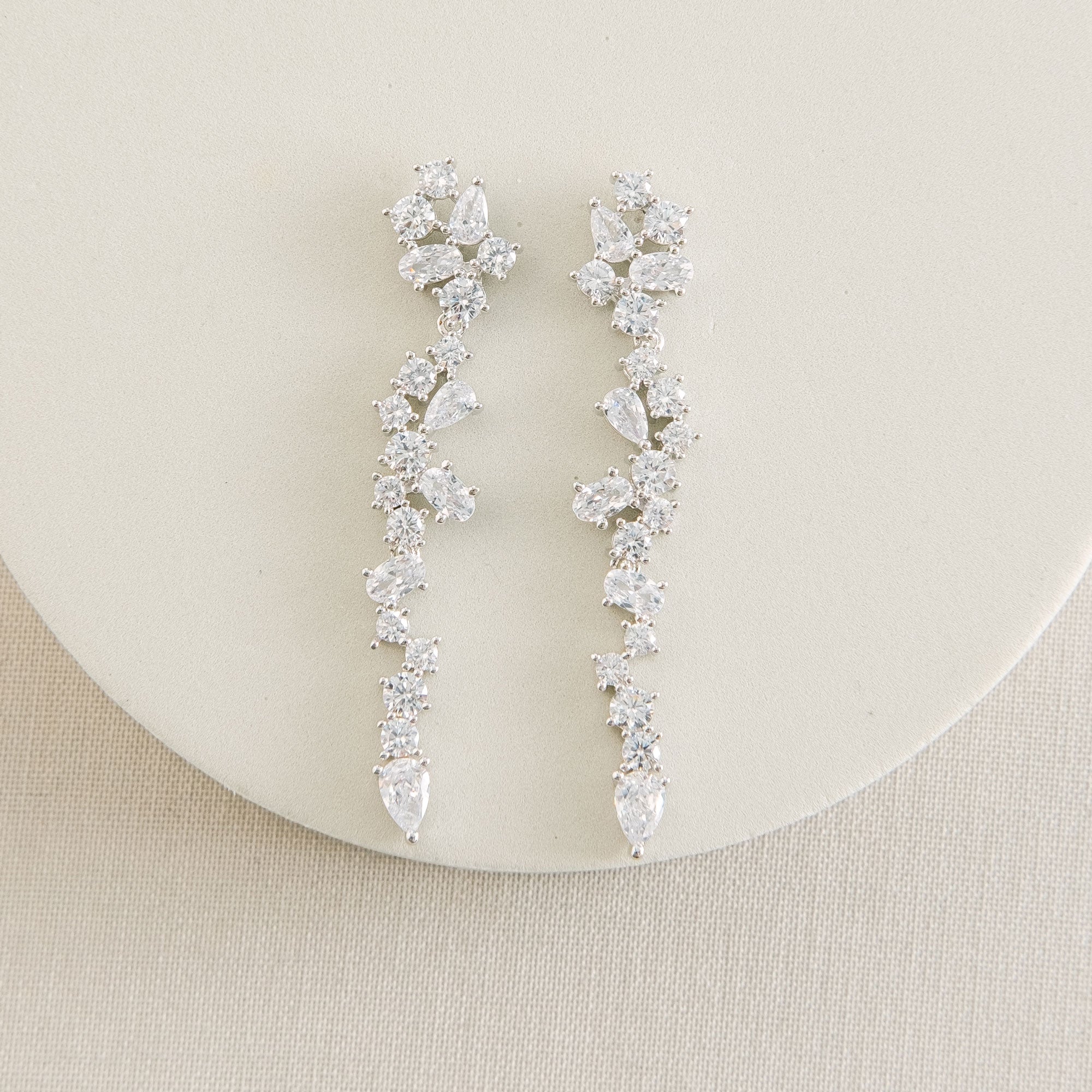 Shop LC Cubic Zirconia Drop Dangle Earrings for Women Ct. 0.85 Arabella Earrings 9K White Gold