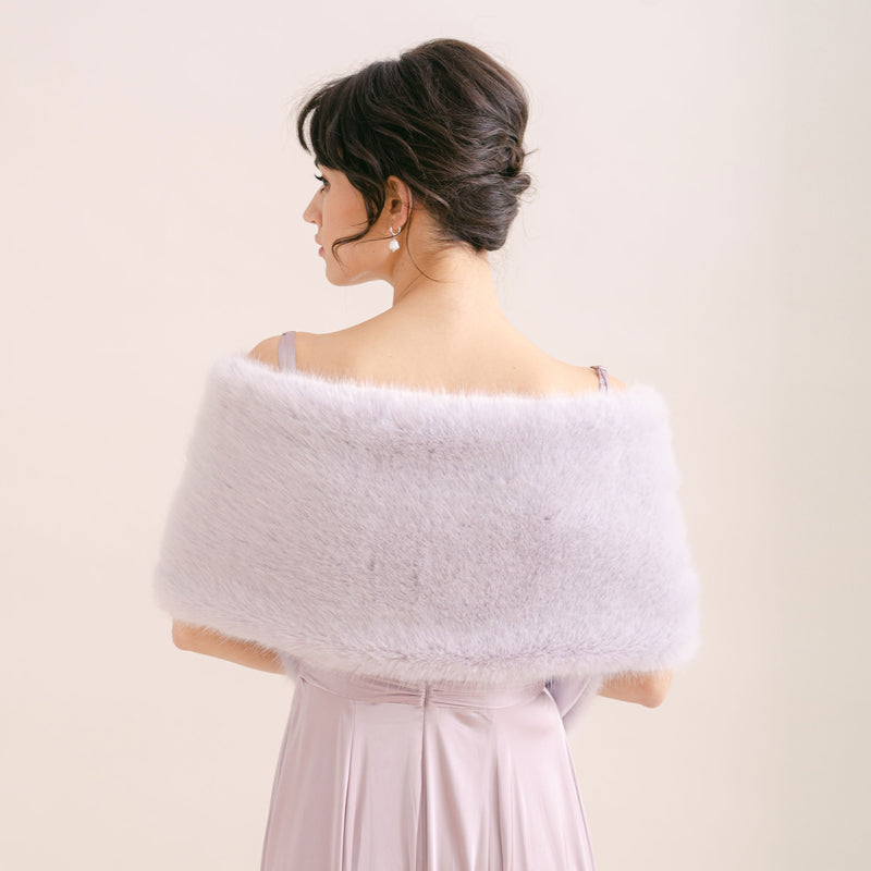 Lavender faux fur short bridal wrap - Liberty in Love