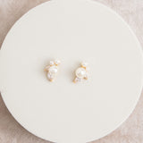 Rosy pearl and crystal stud earrings (gold) - Liberty in Love