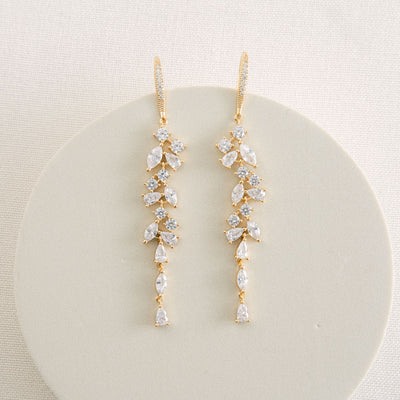 Sandringham statement crystal cluster drop earrings (gold) - Liberty in Love