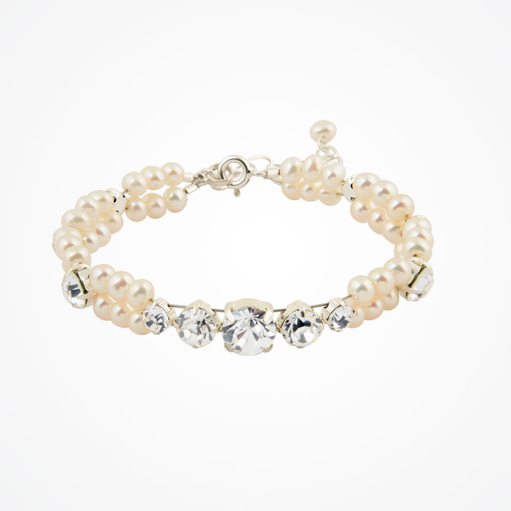 Freshwater pearl and diamante bridal bracelet Anna bracelet Chez