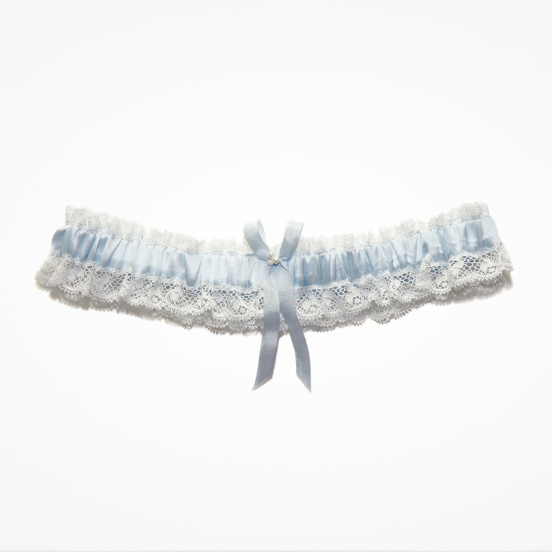 Aurelie ivory and blue lace and silk garter - Liberty in Love