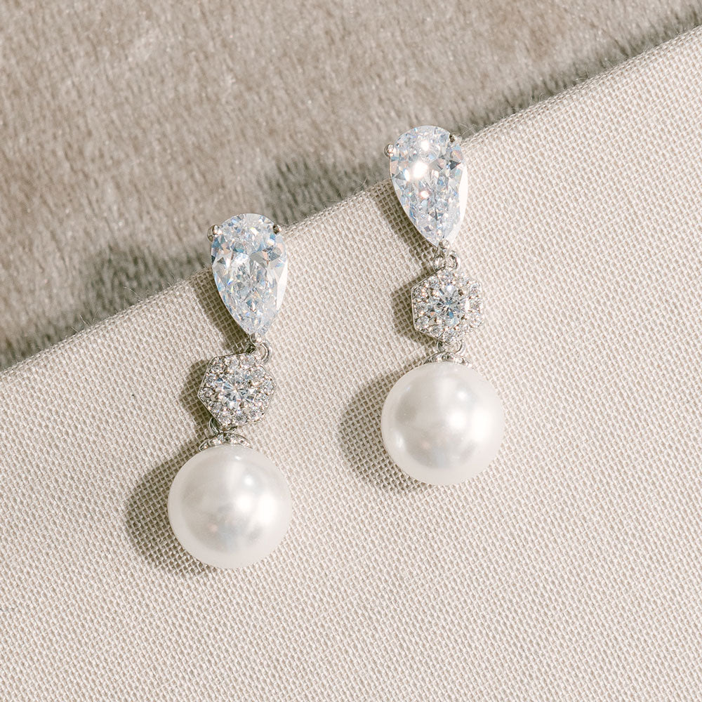 Crystal and pearl drop earrings Avery – Liberty in Love