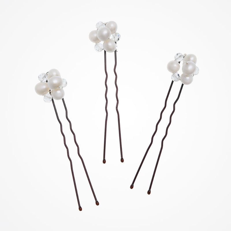 Blossom pearl hair pins (silver) - Liberty in Love