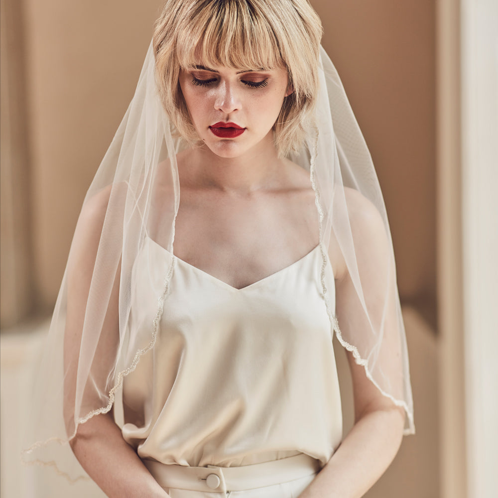 Gazania short lace edge veil 30 veil Rainbow Club Liberty in Love
