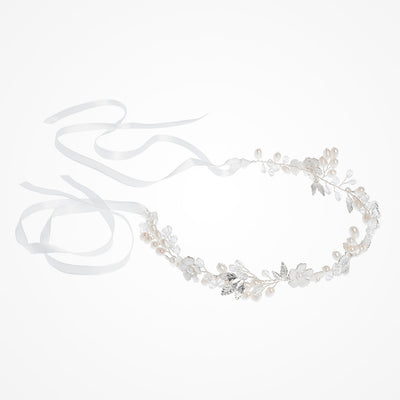 Lily blossom, pearl buds and leaves hair vine - Liberty in Love
