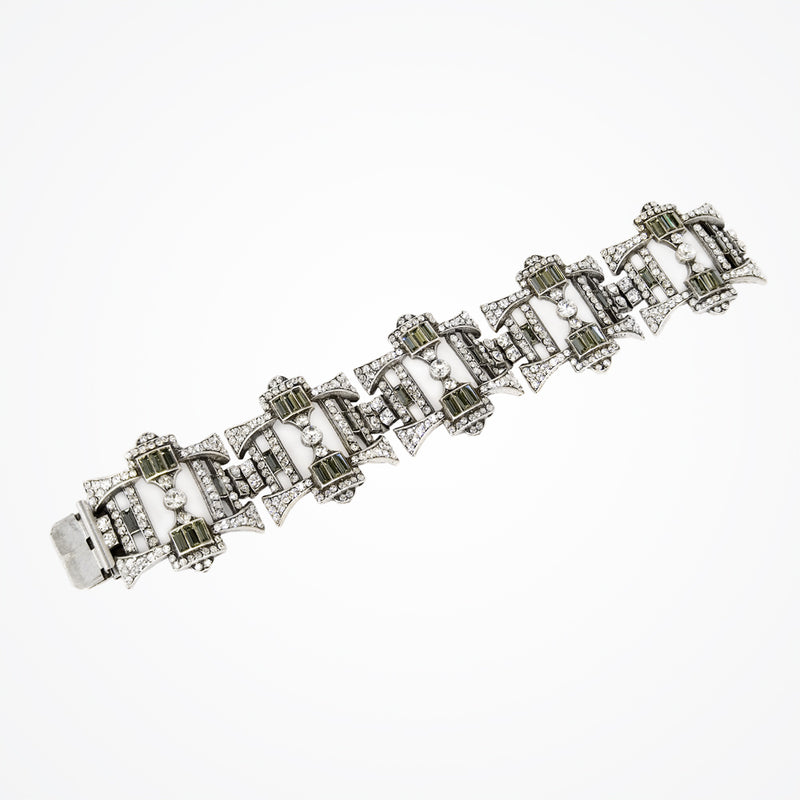 Art Deco crystal embellished silver-plated bracelet (BL3708) - Liberty in Love
