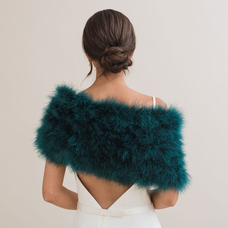 Teal feather bridal stole - Liberty in Love