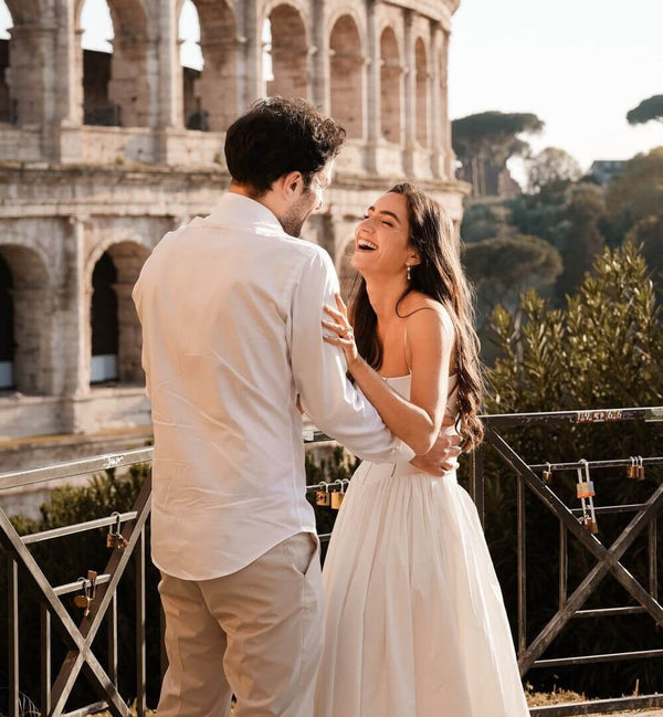 Amanda wore the Triple baroque pearl short drop earrings by Chez Bec. Photography by Nicola Bonanno.