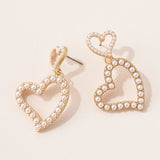 Double Heart Pearl Post Earrings - Liberty in Love