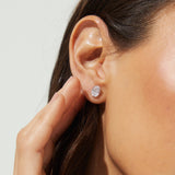 Modern love large oval CZ stud earrings (silver)