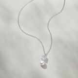 Allude square zirconia and pearl pendant necklace (silver)