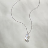 Allude square zirconia pearl earrings and pendant set (silver)