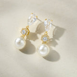 Avery crystal and pearl drop earrings (gold)