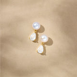 Elba zirconia and pearl earrings (gold)