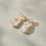 Luce pear-cut crystal drop earrings (gold)