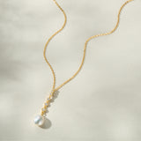 Nerida zirconia drop and pearl pendant necklace (gold)