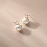 Noa crystal and pearl drop earrings (gold)