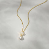 Romy navette pearl drop necklace (gold)