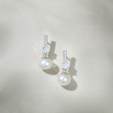 Sorella delicate pearl and zirconia earrings (silver)
