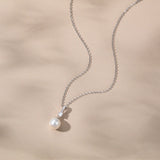 Sorella delicate pearl and zirconia pendant necklace (silver)