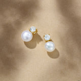 Dott mini pearl and zirconia earrings (gold)