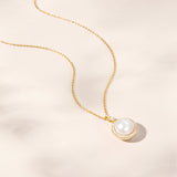 Icon pavé halo pearl necklace (gold)