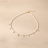 Je t'aime mixed crystal and pearl charm necklace (gold)