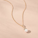 Violette floral pearl earrings and pendant necklace set (gold)