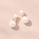 Nell pearl and crystal drop earrings (gold)