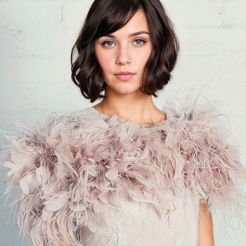 Blush pink ostrich feather bridal stole plus (size 16-18) - Liberty in Love