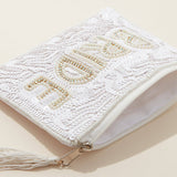 'Bride' crystal seed bead canvas pouch with tassel - Liberty in Love