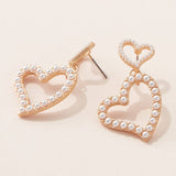 Double Heart Pearl Post Earrings - Liberty in Love