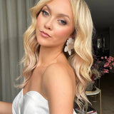 Oversized white floral earrings - Liberty in Love
