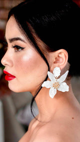 Oversized white floral earrings - Liberty in Love