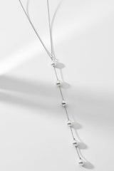 Dot dot dot multi pearl long Y necklace (silver)