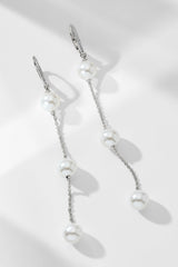 Dot dot dot linear leverback earrings (silver)