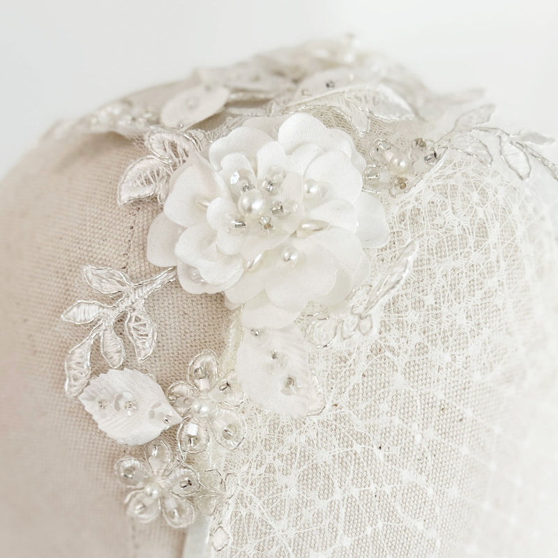 Afonwen blossom embellished birdcage veil - Liberty in Love
