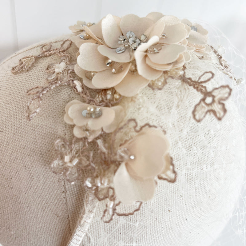 Afonwen blossom embellished birdcage veil - Liberty in Love