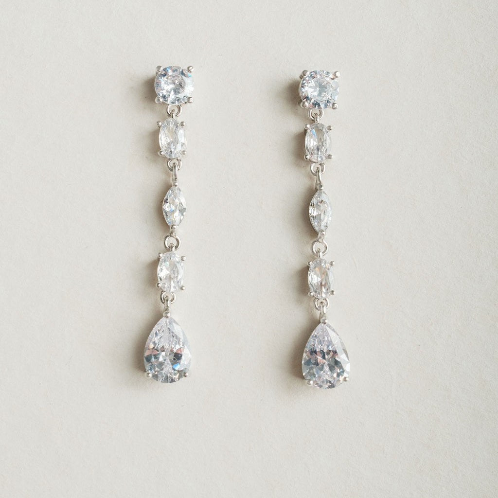 Shop LC Cubic Zirconia Drop Dangle Earrings for Women Ct. 0.85 Arabella Earrings 9K White Gold