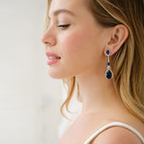 Alexandra bridal statement teardrop earrings (blue crystal) - Liberty in Love