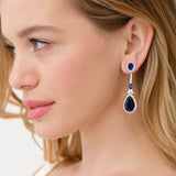 Alexandra bridal statement teardrop earrings (blue crystal) - Liberty in Love