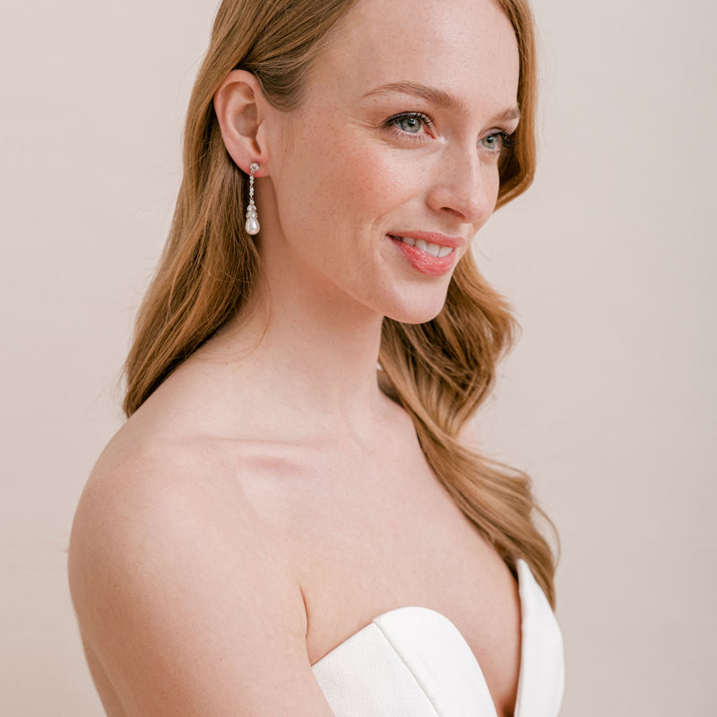 Aline long drop pearl earrings - Liberty in Love