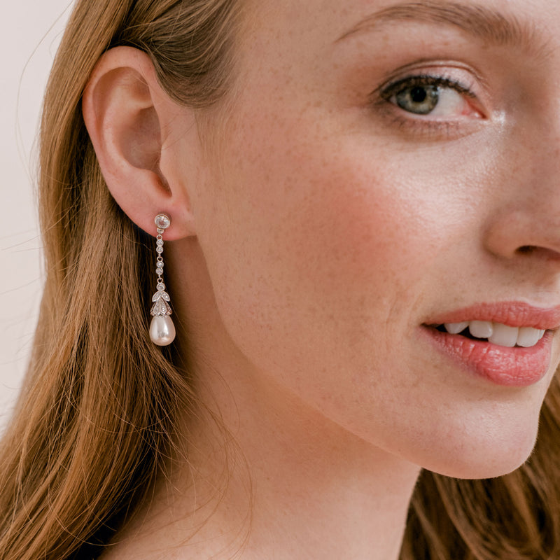 Aline long drop pearl earrings - Liberty in Love