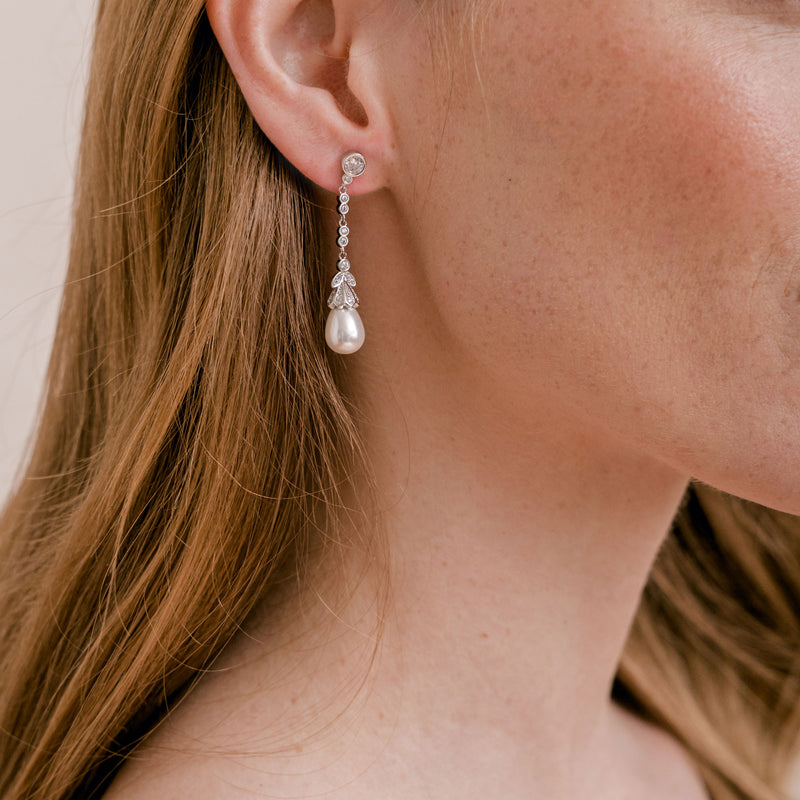 Aline long drop pearl earrings - Liberty in Love