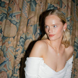 Allude square zirconia and pearl pendant necklace (silver)